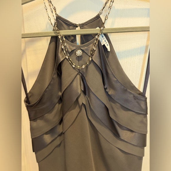 HOW AND WEN Silk Satin Camisole Top Sequin Beaded Embellishments Size 6 Dk Gray - Picture 2 of 9